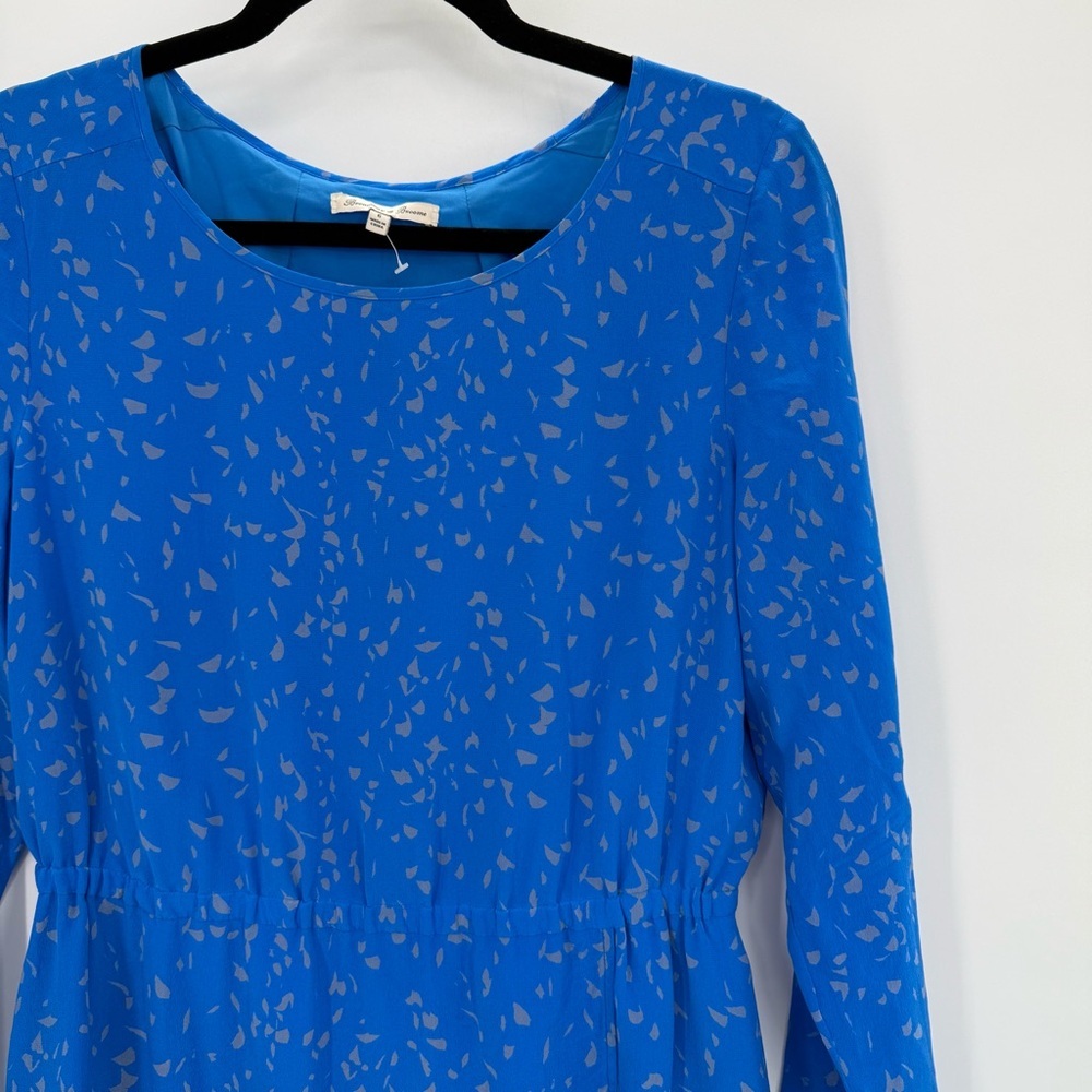 Madewell Silk Broadway & Broome Blue Long Sleeve Mini Dress Sundress Size 6 - Picture 6 of 9